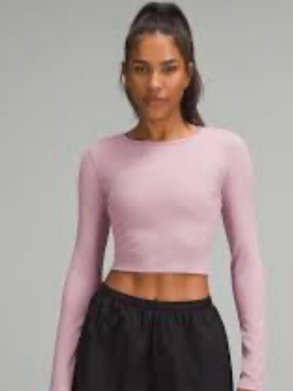 lululemon athletica Cropped Long-Sleeve Crew in Light Pink